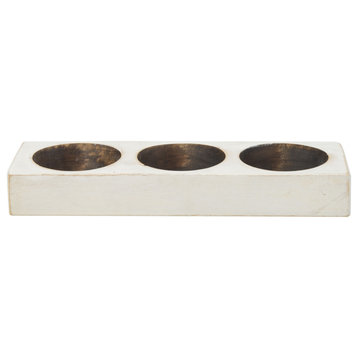 Distressed White 3 Hole Cheese Mold Candle Holder