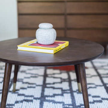 Mid Century Modern Coffee Table with Yellow and Red Accents