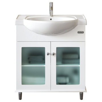 Eviva Tux 36" White Transitional Bathroom Vanity With White Integrated Sink
