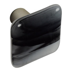 CKP - Art Glass Knob, Black Swirl, Dull Brushed Nickel Base - Cabinet And Drawer Knobs