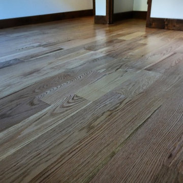 Classic 5" Red Oak with Red Brick Fireplace