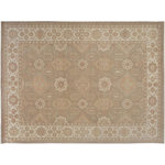 Bareens Designer Rugs - Kafkaz Peshawar Clair Tan/Ivory Area Rug, 10'1"x13'10" - A Persian influenced Turkish hand knotted rug made by skilled artisans capable of creating the most exceptional vegetable dyes and hand-spun New Zealand wool. This gorgeous one of a kind Peshawar Kafkaz handmade rugs is also known as a Chobi Rug. This gorgeous rug is extremely versatile and is famous for its soft pleasing color palette and informal design that works in a myriad of interiors. It has been expertly hand-tied, finished, sun-dried, and can contain up to 1.5 million knots. It takes 4 skilled artisans to hand knot this rug nine to twelve months to complete this piece of art. The invigorating colors and patterns in this rug will give your home an elegant and fresh appearance. While drawing upon the coloring and patterns of antique rugs, contemporary Peshawar pieces incorporate modern design motifs and feature vibrant color tones.Give your room a luxurious look and feel with this beautiful rug with gorgeous color pallete. The intricate design allows this oriental rug to creates a royal ambience in any decor. Hand knotted construction and natural fibers gives this rug soft feel under your feet.