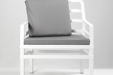 Aria Luxury Patio Chair - White Frame, Grey Cushions