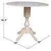 42" Round Solid Wood Dual Drop Leaf Pedestal Table - Unfinished