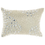 Nourison - Mina Victory Z5000 Throw Pillow, Silver, 10" X 14" - Jewelry for your rooms, this elegantly handcrafted rhinestone, bead and embroidered collection adds a touch of sparkle to your day.