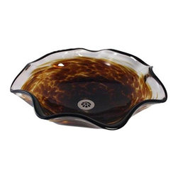 Light Tortoise Splash Blown Glass Vessel Sink - Bathroom Sinks