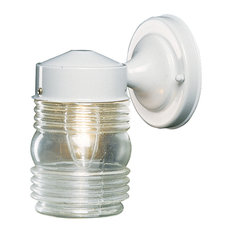 Hardware House Outdoor Jelly Jar Wall Fixture, White, 4.5"x7.5"