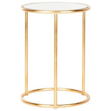 Shay Glass Top Gold Leaf Accent Table, Fox2523A