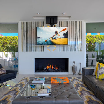 Hidden Ceiling TV Maintains Living-Room Aesthetic