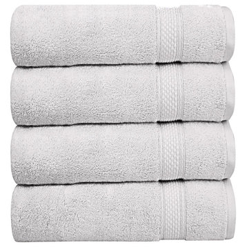 A1HC Bath Sheet Set, 100% Ring Spun Cotton, Ultra Soft, Quick Dry, Bright White, 4 Piece Bath Sheet (35x70)