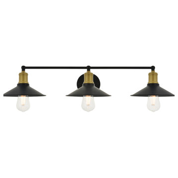 Brass And Black Finish 3-Light Wall Sconce