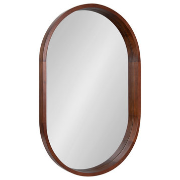 Hutton Wood Framed Capsule Mirror, Walnut Brown, 24"x36"