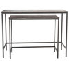 2 Pieces Nesting Console Table, Metal Frame With Large Oak Veneer Wooden Top