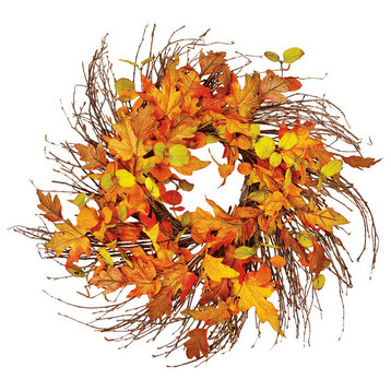 24" Wild Fall Leaf Twig Wreath