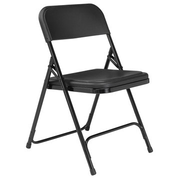 NPS 800 Premium Lightweight Plastic Folding Chair, Black, Set of 4