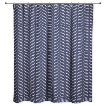 Navy Line Pattern 71x74 Shower Curtain