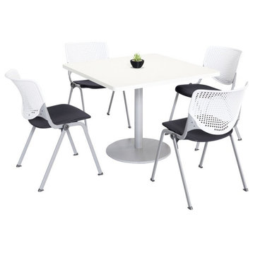 KFI 42" Square Dining Table - White Top - Kool Chairs - White/Black