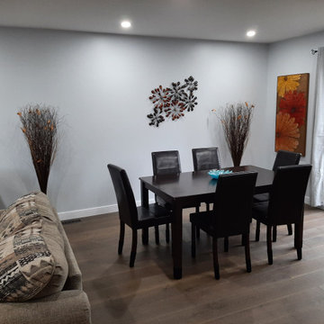 Living room, gutters and downspouts