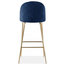 Millennial Brass Velvet Upholstered Dining Bar Stool, Royal Blue, Set of 4