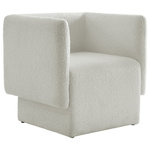 Meridian Furniture - Vera Boucle Fabric Upholstered Accent Chair, Cream - Give your home a contemporary makeover with this Vera cream boucle fabric accent chair. Its wooden construction ensures durability and stability, while its soft boucle fabric and padded foam cushion offers comfort for years to come. Its square design is the perfect accent piece for any modern home, and its cream boucle fabric is both soft and fashionable, pairing well with just about any piece of contemporary furniture, either in your living room or bedroom.