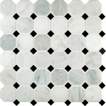 Octagon Honed Tile, Arabescato Carrara, 10 Sq. ft., 2"