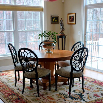 Custom Dining Room Table & Chairs & Murano Glass Light Fixture