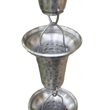 Aluminum Flared Cups Rain Chain with Installation Kit, 9'