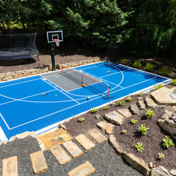 Multi-Sport Backyard Court with Trampoline