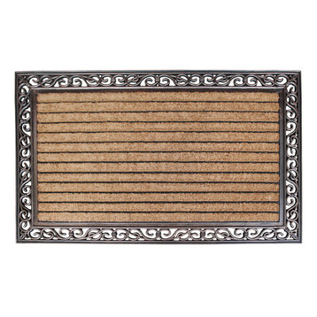 Rubber and Coir Molded Large Double Door Mat, Copper Finish, 30"X48"
