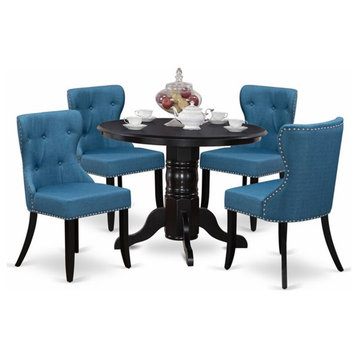 Atlin Designs 5-piece Wood Dining Set in Black/Mineral Blue
