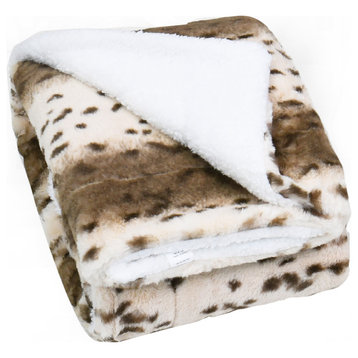 Elite Faux Fur Throw Blanket With Sherpa Backing, Citraka Brown, 60" X 80"