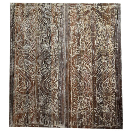 Consigned Tree Of Dreams Sliding Barn Door Whitewash Vintage Double Door 80