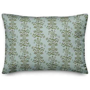 Green Floral Crest 20x14 Spun Poly Pillow