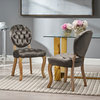 GDF Studio Benjamin Tufted New Velvet Dining Chairs, Set of 2, Gray