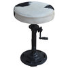 ROCCO Metal Crank Bar Stool with Black & White Cowhide Seat