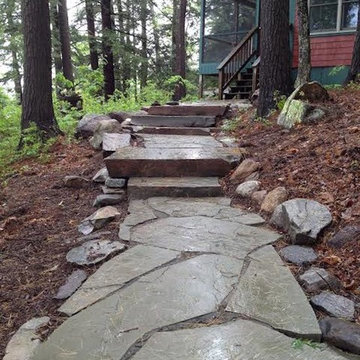Stone steps from cabin to lake