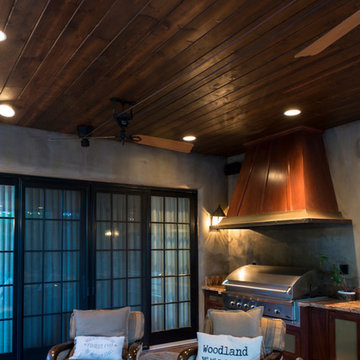 Outdoor Kitchen & Wood Plank Ceiling