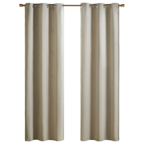 SunSmart Taren Solid Blackout Triple Weave Grommet Top Curtain Panel Pair