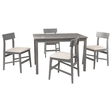 Nori 5 Piece Dining Table Set, with 4 Chairs, Gray