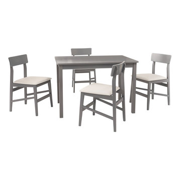 Nori 5 Piece Dining Table Set, with 4 Chairs, Gray