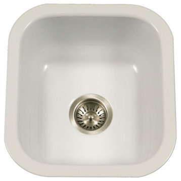 Houzer PCB-1750 Porcela 15-3/5" Single Basin Undermount Porcelain - White