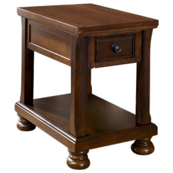 Ashley Furniture Porter 1 Drawer End Table in Rustic Brown