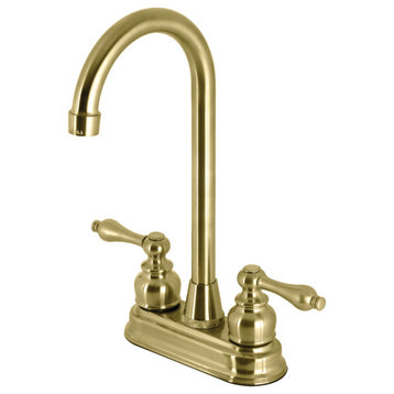 Kingston Brass KB497ALSB 4" Bar Faucet, Brushed Brass