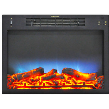23 In Multi-Color LED Electric Fireplace Insert With Charred Faux Logs