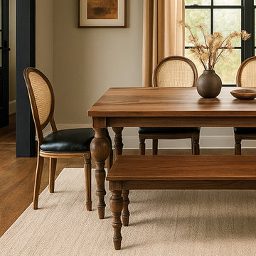 French Country Dining Table - Solid Walnut Farmhouse Kitchen Table