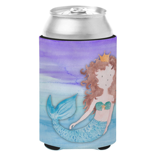 Brunette Mermaid Watercolor Can/Bottle Hugger