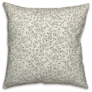 White Floral Pattern 18x18 Indoor/Outdoor Pillow