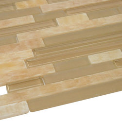 Glossy Caramel Onyx Random Brick Pattern Glass Mosaic Tiles - Home Decor