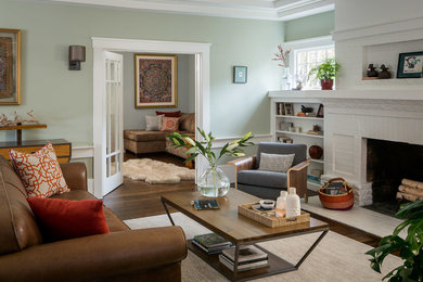 Example of a transitional family room design in San Francisco