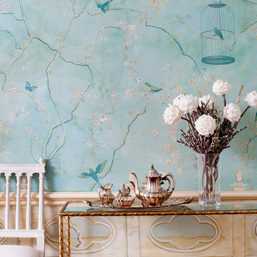 Cherry Blossom Chinoiserie Dining Room Mural